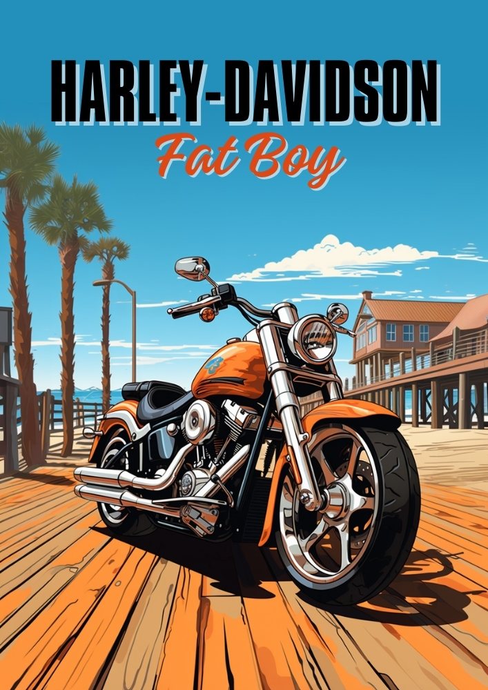 Affiche Harley-Davidson Fat Boy – Décoration murale emblématique de la moto Cruiser