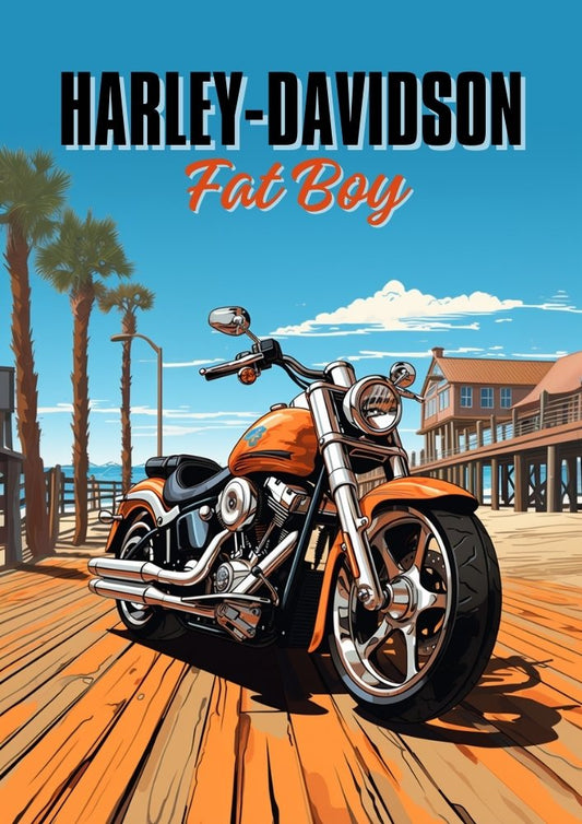 Affiche Harley-Davidson Fat Boy – Décoration murale emblématique de la moto Cruiser