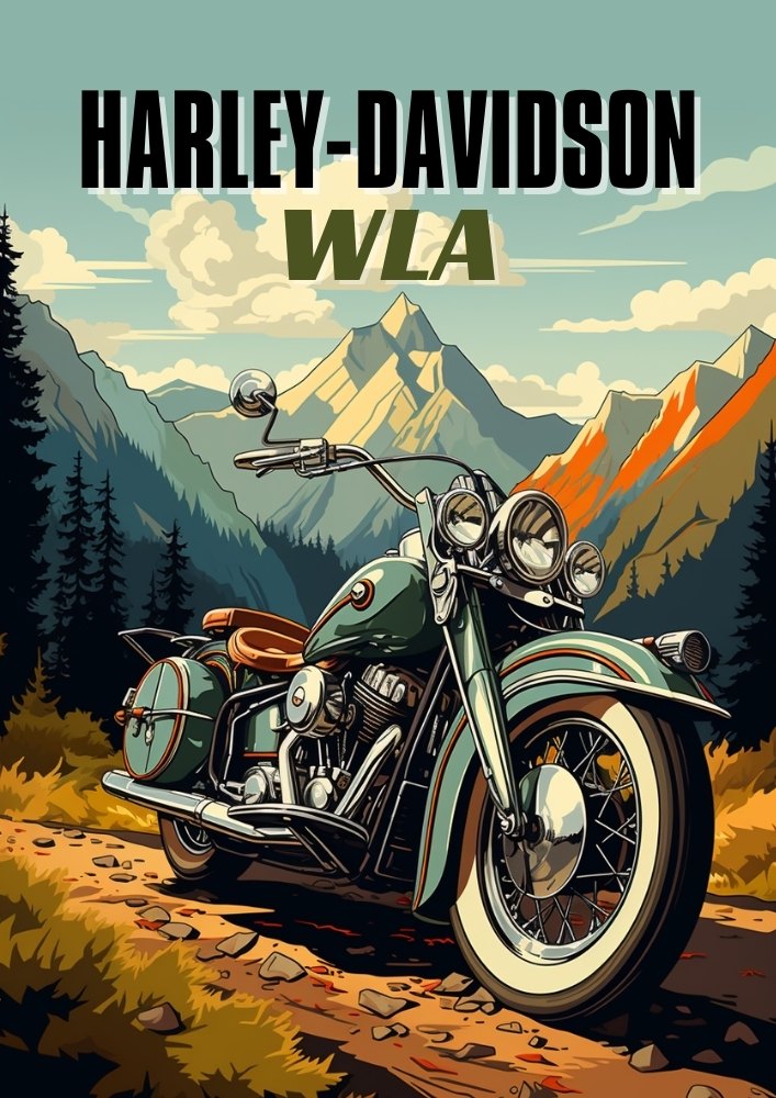 Harley-Davidson WLA Poster – WWII Military Motorcycle Wall Art