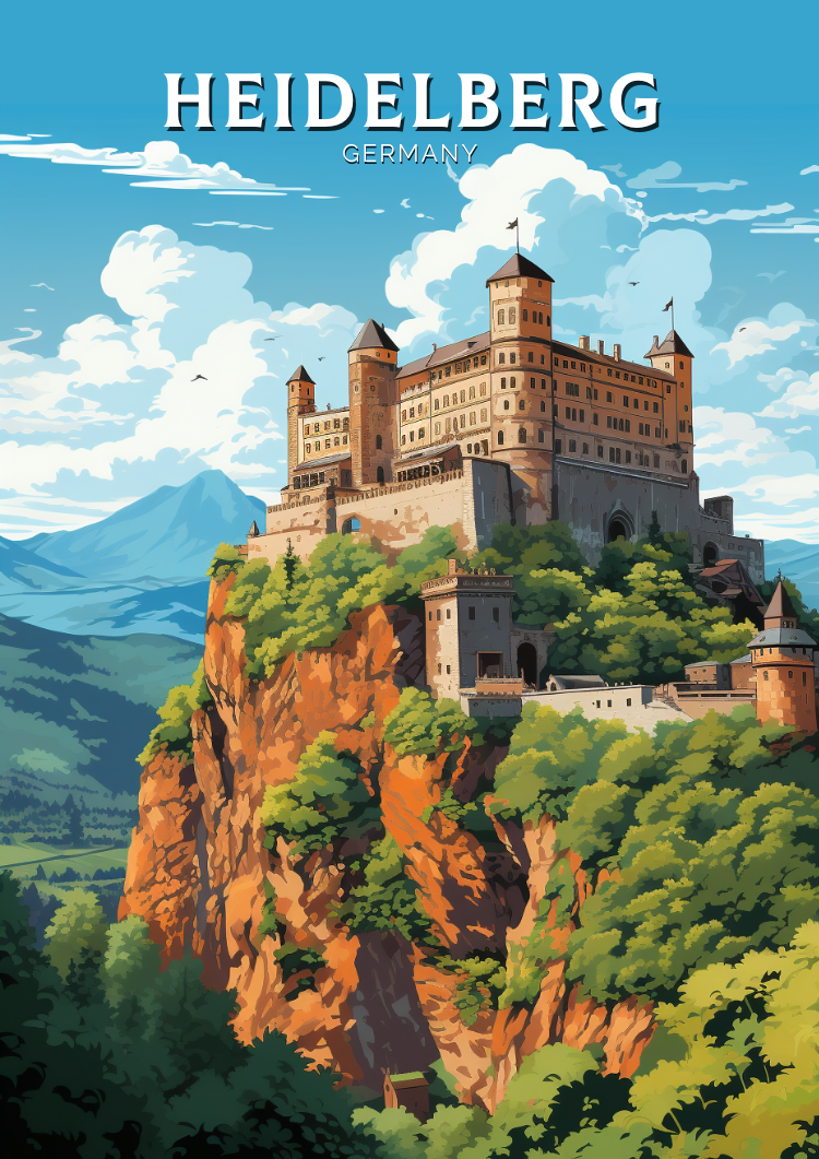 Impression de voyage à Heidelberg - Œuvre d'art allemande