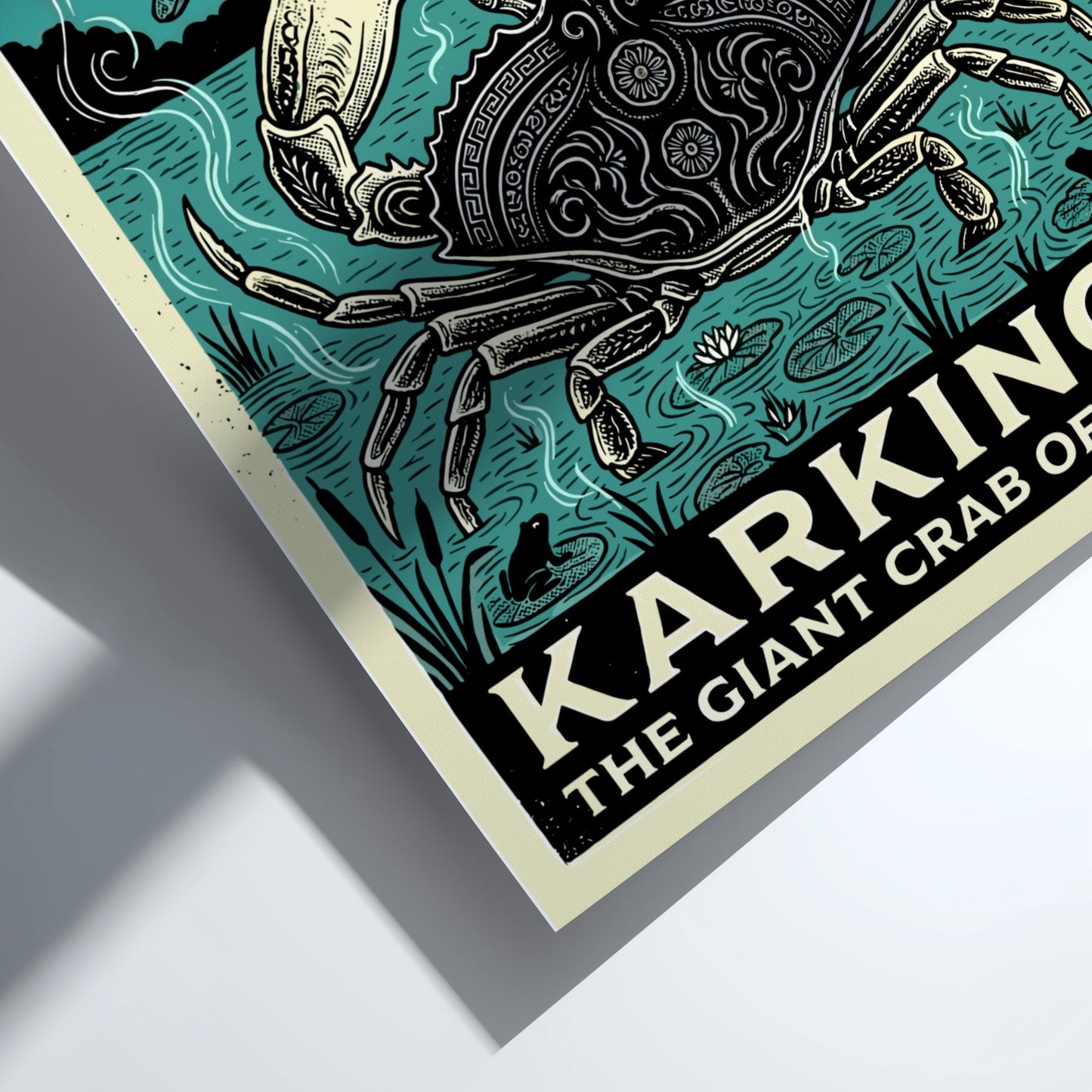 Karkinos Giant Crab of Lerna poster featuring Hercules and the Hydra, Greek mythology art.