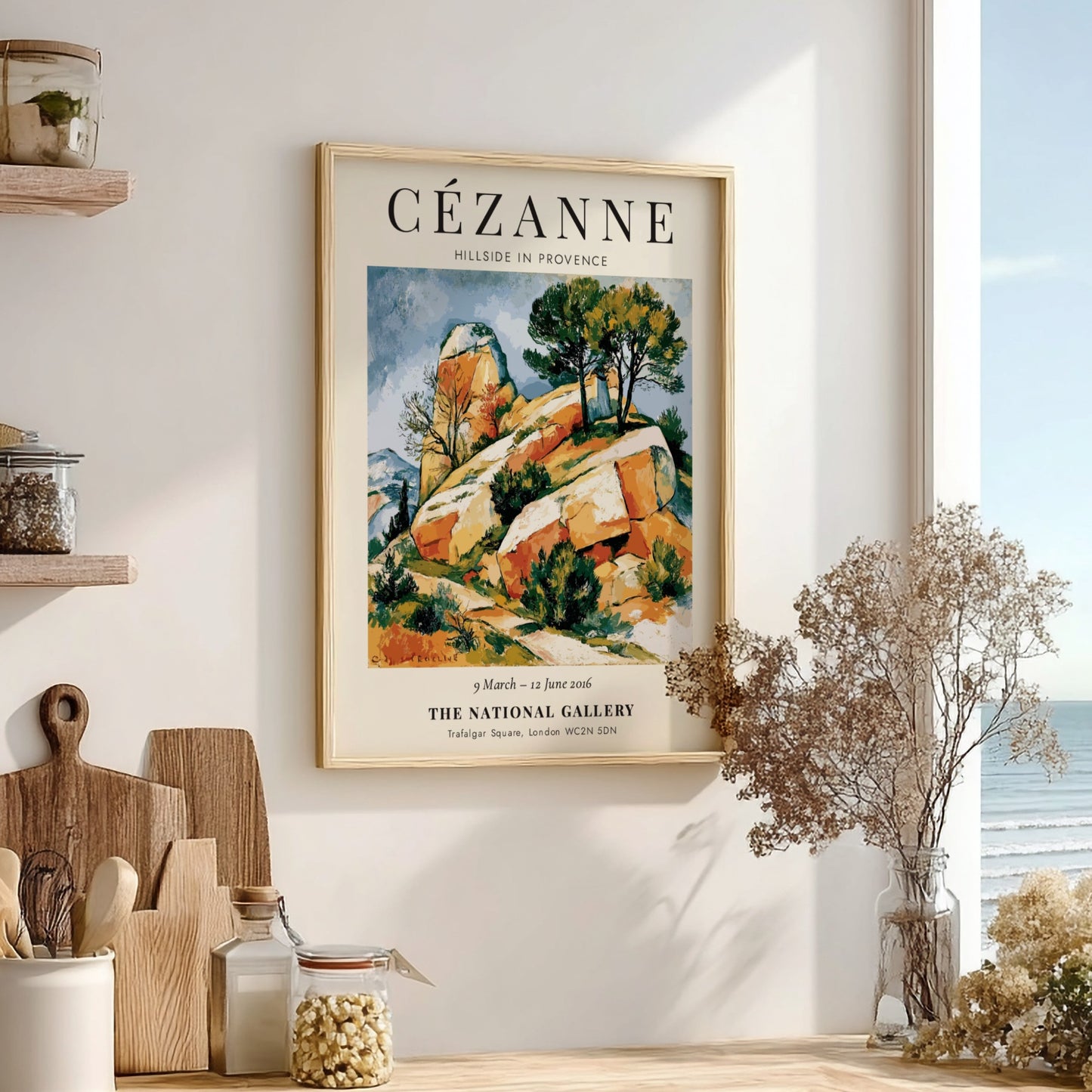 Cézanne Exhibition Poster featuring Hillside in Provence with vibrant colors and impressionist style