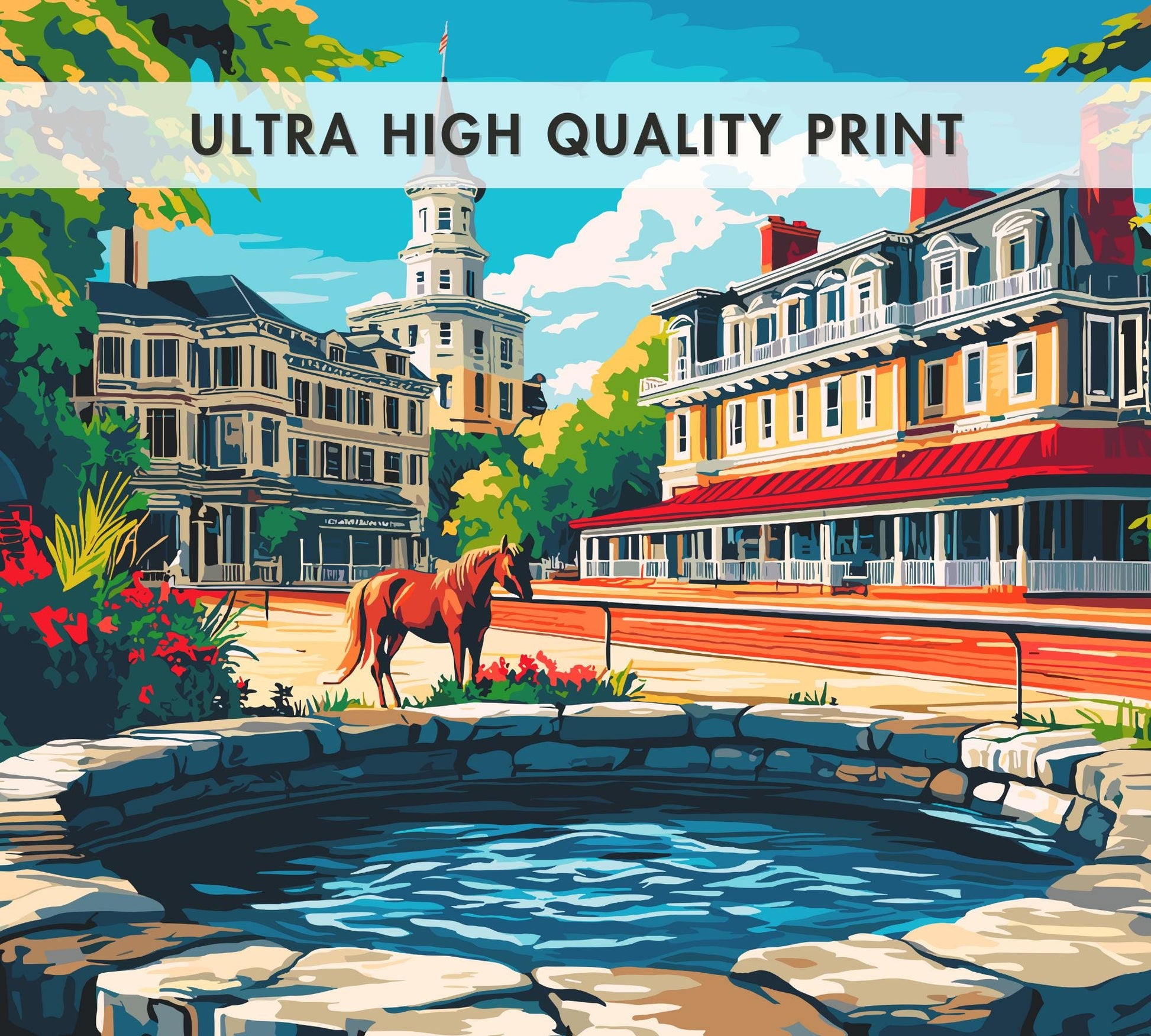 Saratoga Travel Poster, Saratoga Wall Art, Saratoga Photo Print, Saratoga Springs Artwork, Home Décor, Saratoga Art, Saratoga Springs Art