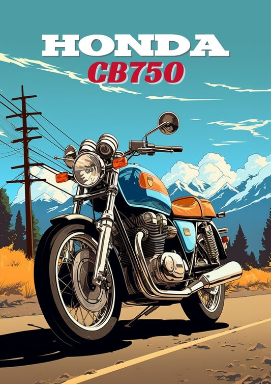 Affiche Honda CB750 – Décoration murale légendaire de moto à quatre cylindres