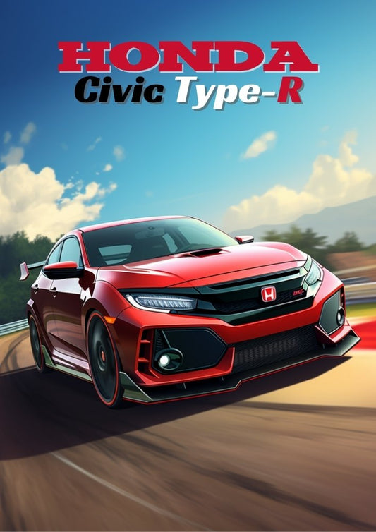 Affiche Honda Civic Type-R – Décoration murale représentant une voiture de sport japonaise haute performance