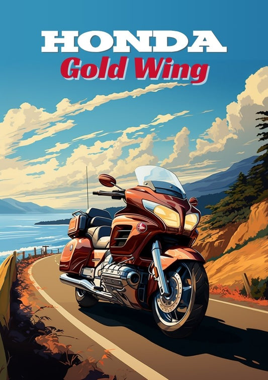 Affiche Honda Gold Wing – Décoration murale de moto de tourisme pour les motards longue distance