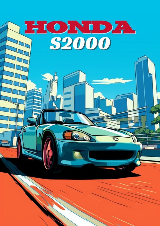 Affiche Honda S2000 – Décoration murale de voiture de sport japonaise classique