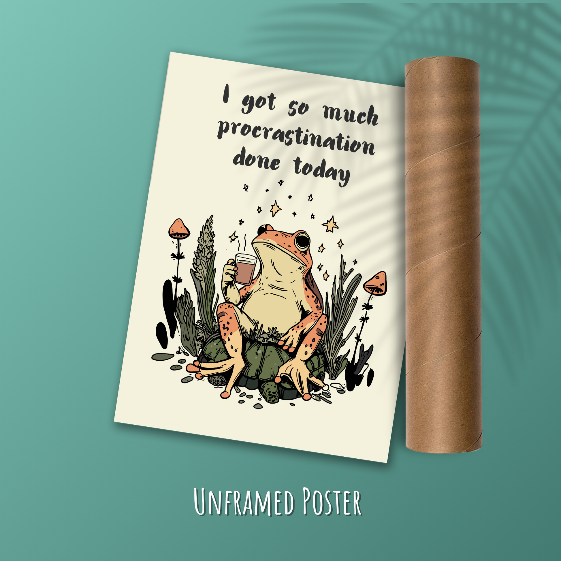 Funny Frog Poster, Quirky Animal Wall Art, Lazy Humor Print, Cute Amphibian Decor