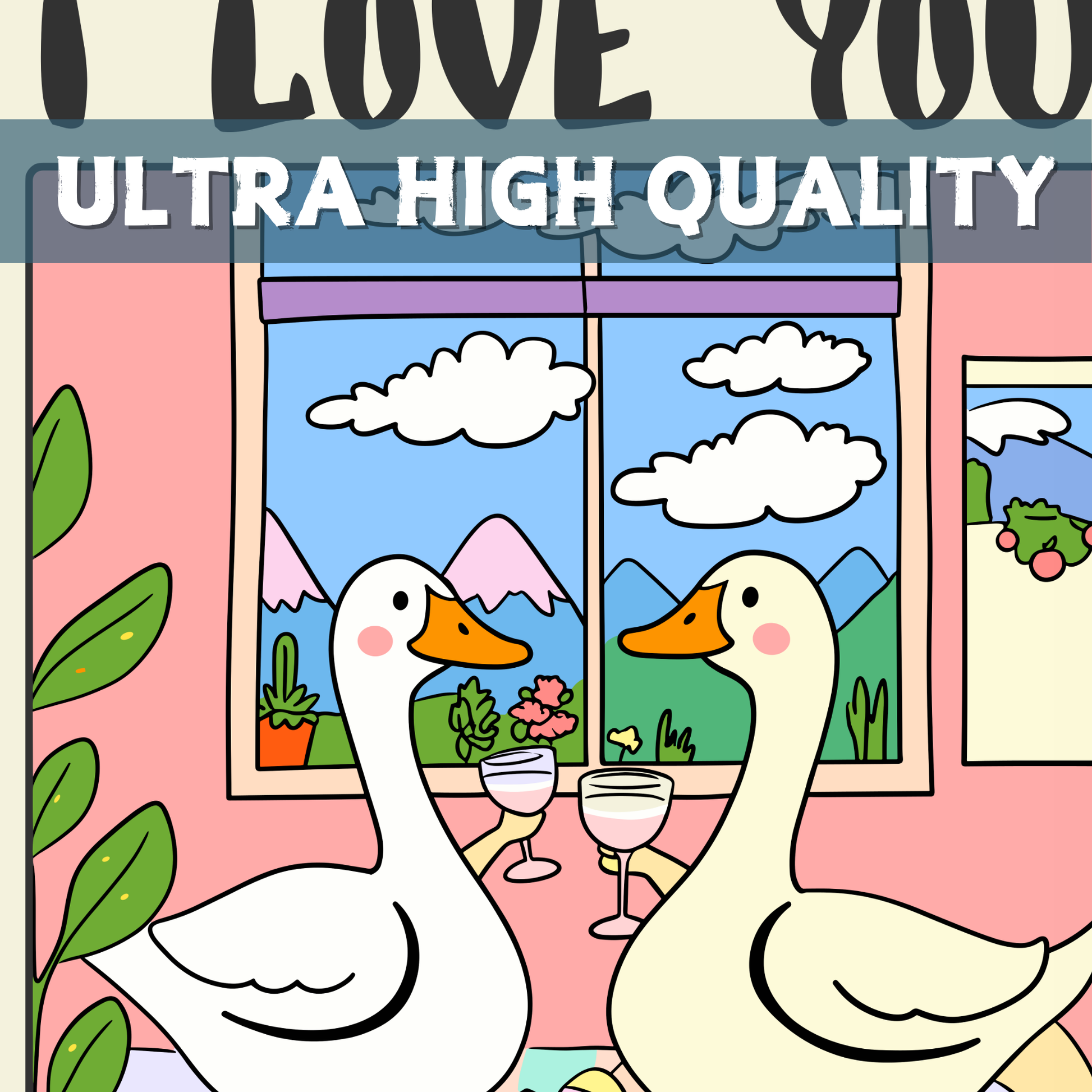Silly Goose Romantic Poster – Cute Duck Wall Art, Whimsical Anniversary Gift, Funny Romantic Print