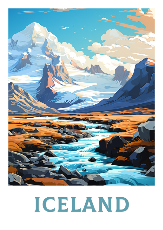 Affiche de voyage sur l'Islande - Glaciers