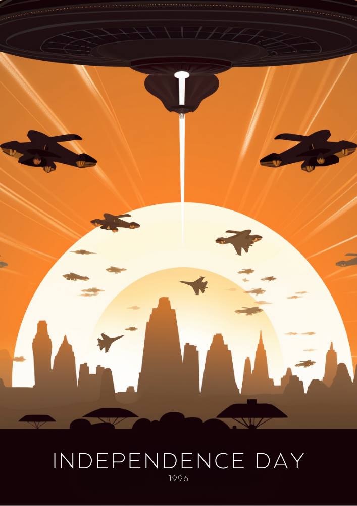 Independence Day Poster – 90s Sci-Fi Alien Invasion Movie Art
