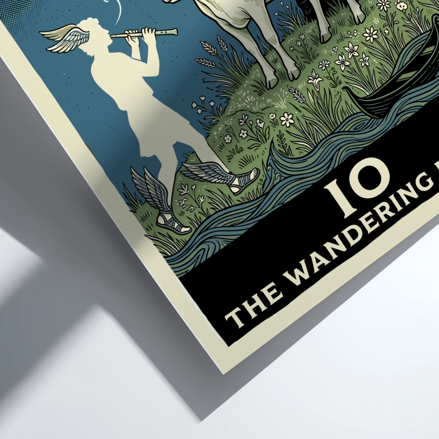 Greek mythology poster featuring Io the heifer, Hermes, and Argus Panoptes under a moonlit sky.