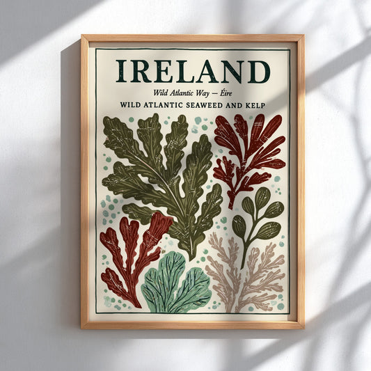 Kitchen poster featuring seaweed illustrations in earthy tones, perfect for coastal decor
