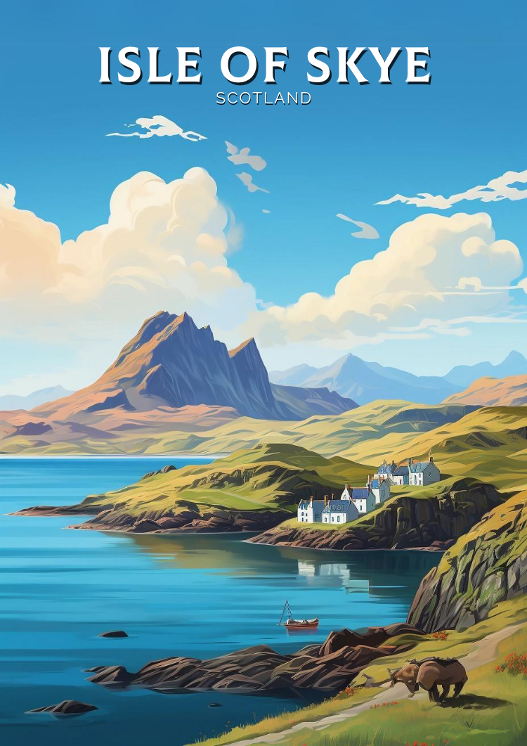 Affiche de voyage de l'île de Skye - Œuvre d'art écossaise