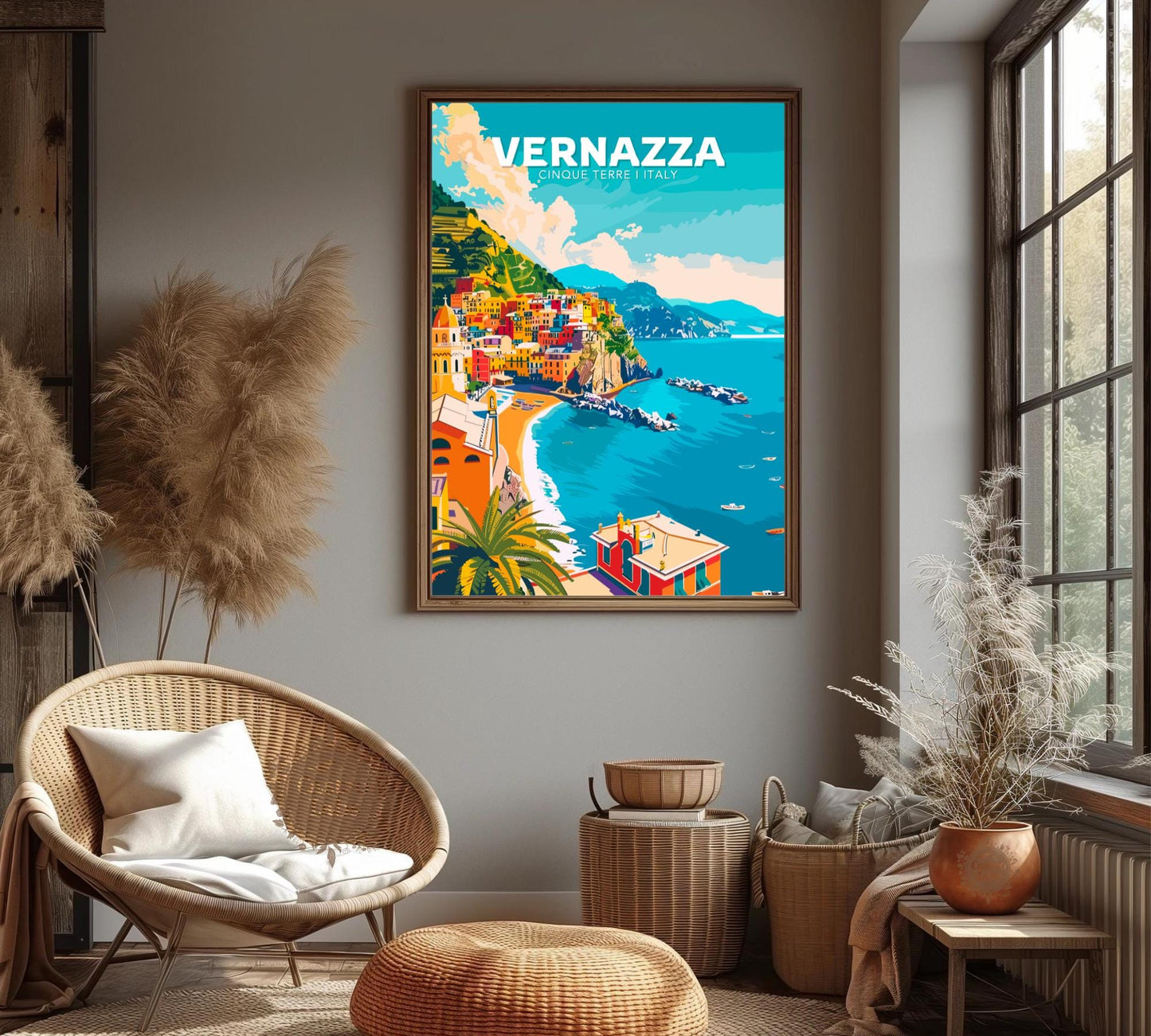 Vernazza Travel Poster, Vernazza Italy Wall Art, Vernazza Photo Print, Cinque Terre Artwork, Home Décor, Mediterranean sea Poster