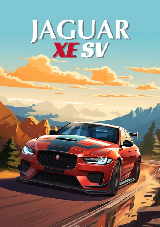 Affiche Jaguar XE SV – Impression d'art mural de berline sportive britannique moderne