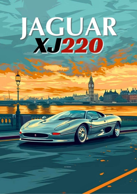Jaguar XJ-220 – Affiche murale classique de supercar britannique