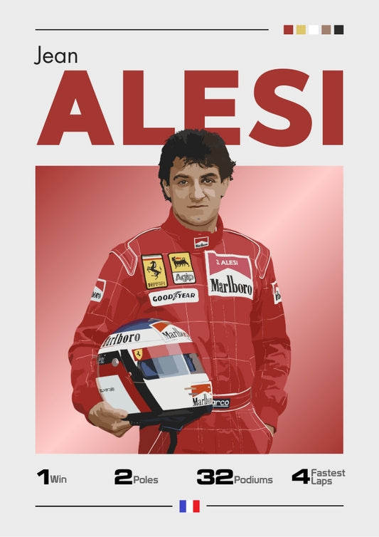 Affiche Ferrari F1 de Jean Alesi – Décoration murale classique du sport automobile