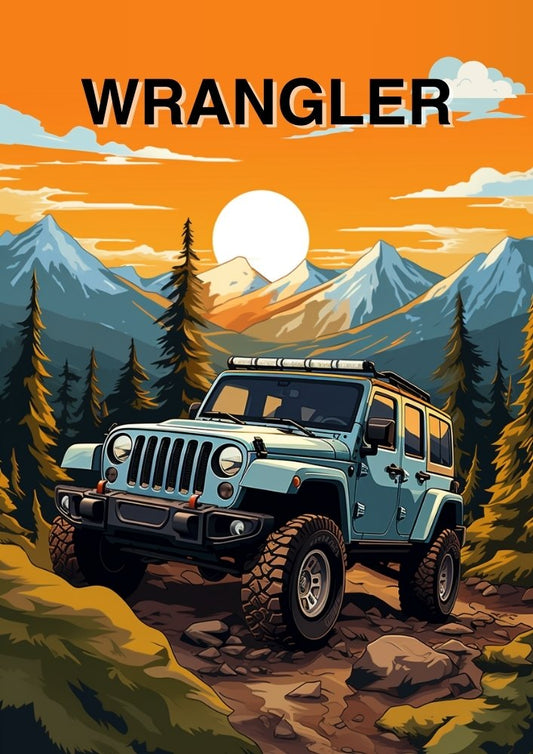 Impression Jeep Wrangler tout-terrain – Décoration murale 4x4 aventure pour les passionnés de tout-terrain et de SUV