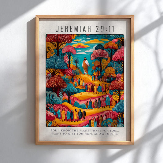 Jeremiah 29:11 Bible Verse Poster - Christian Wall Art