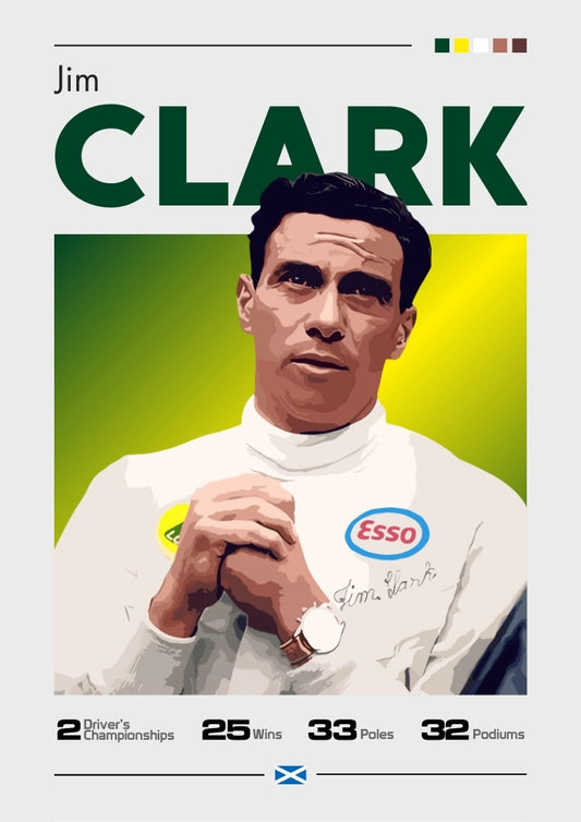 Affiche Jim Clark F1 – Lotus Legend et double champion du monde