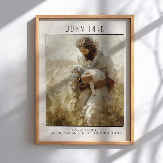 John 14:6 Bible Verse Poster - Christian Wall Art