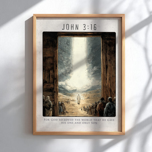 John 3:16 Bible Verse Poster - Christian Wall Art