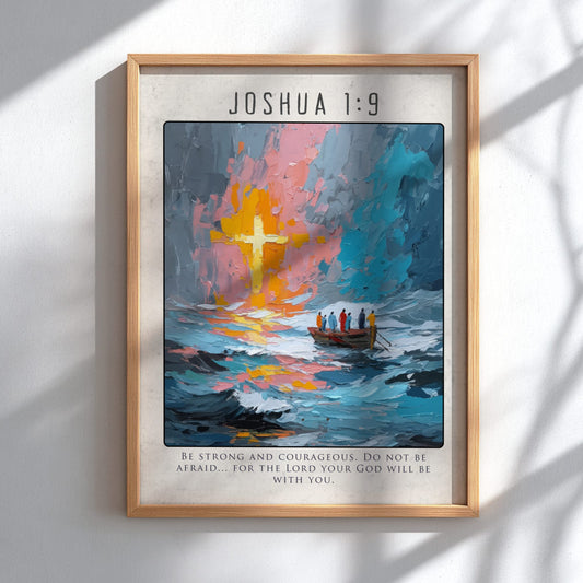 Joshua 1:9 Bible Verse Poster - Christian Wall Art