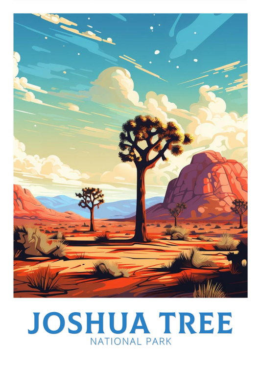 Affiche de voyage du parc national de Joshua Tree - Illustration californienne