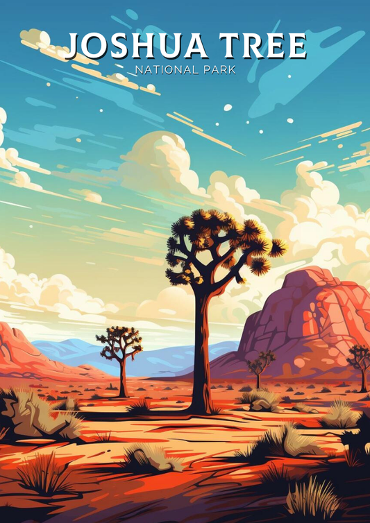 Impression de voyage du parc national de Joshua Tree - Illustration californienne