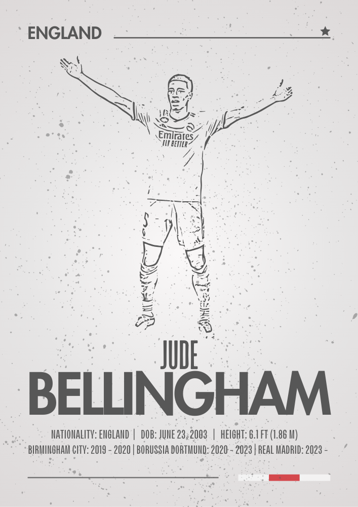 Jude Bellingham Silhouette Print - Elite Football Star Poster
