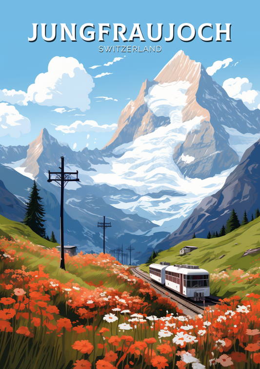 Affiche de voyage du Jungfraujoc - Illustration suisse
