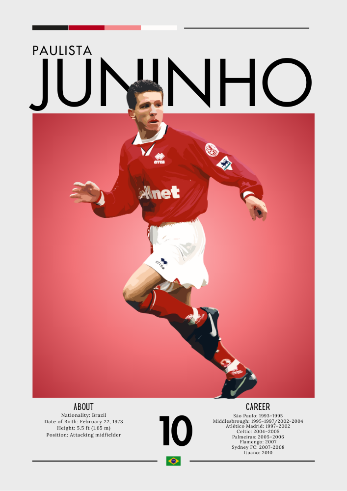 Juninho Paulista Poster - Legendary Brazilian Football Print
