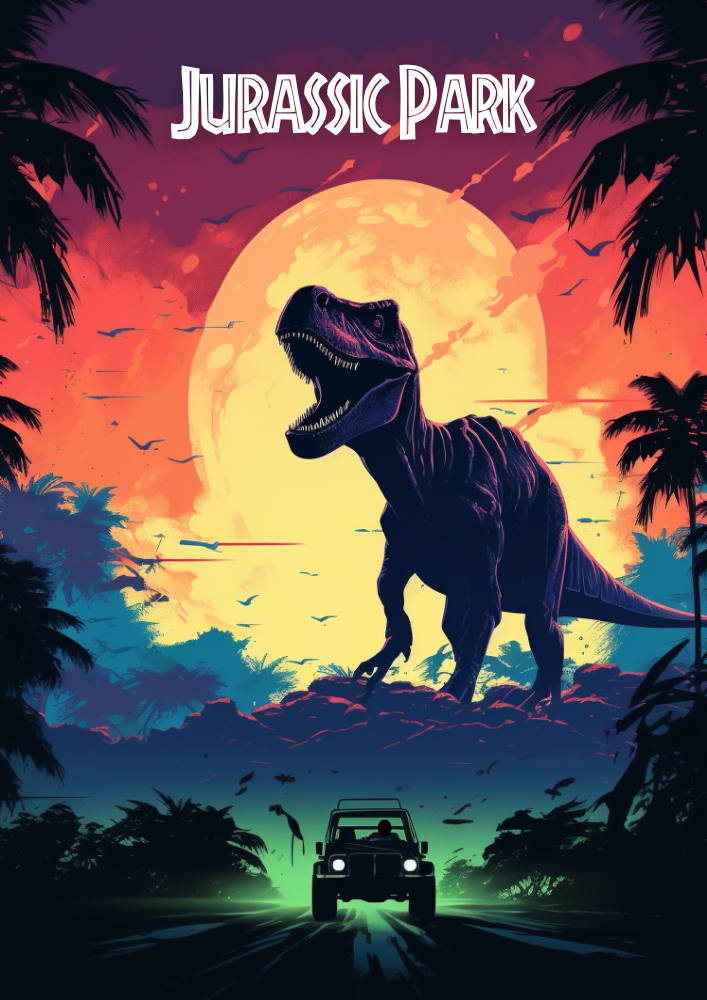 Jurassic Park Dinosaur Poster – Iconic 90s Movie Wall Art Print