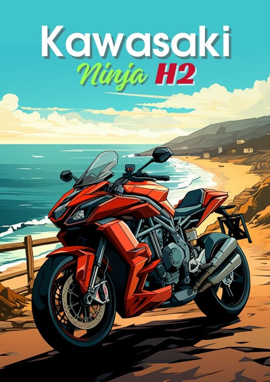 Affiche Kawasaki Ninja H2 – Décoration murale moto Hyperbike