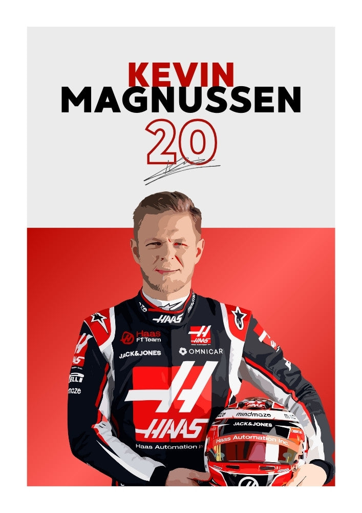 Affiche Kevin Magnussen Haas F1 – Art du pilote danois de Formule 1