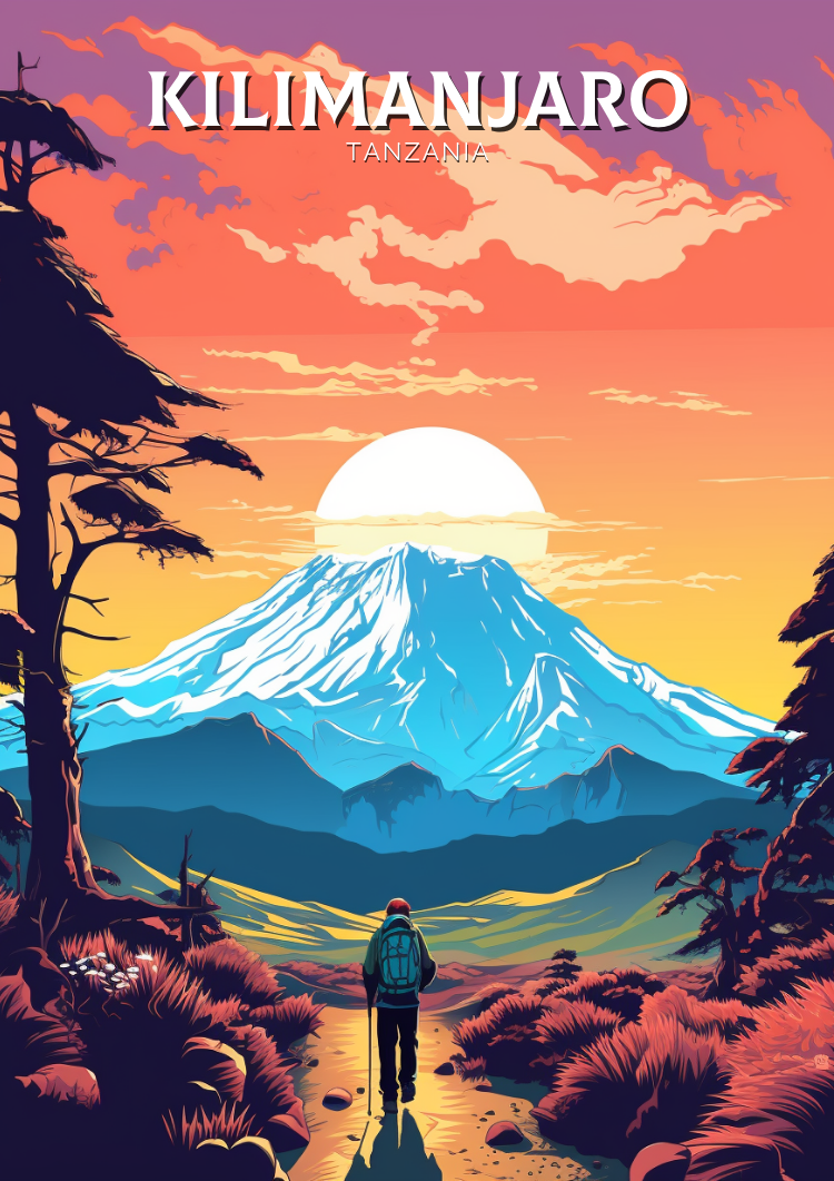 Kilimanjaro Travel Poster - Retro Africa Art