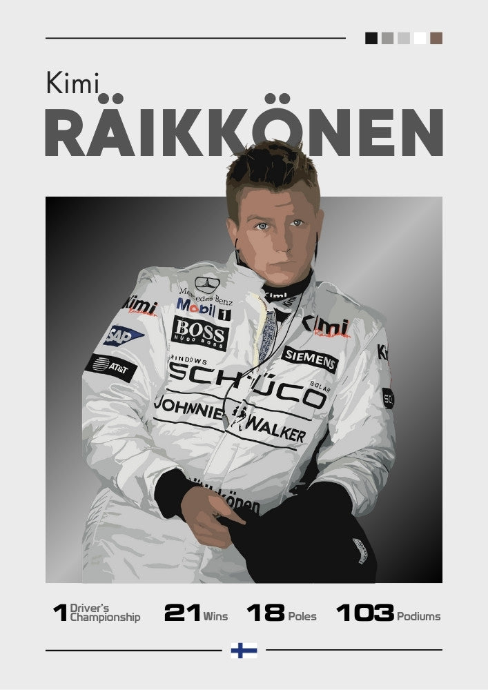 Affiche de Kimi Räikkönen McLaren Mercedes F1 – The Iceman Art