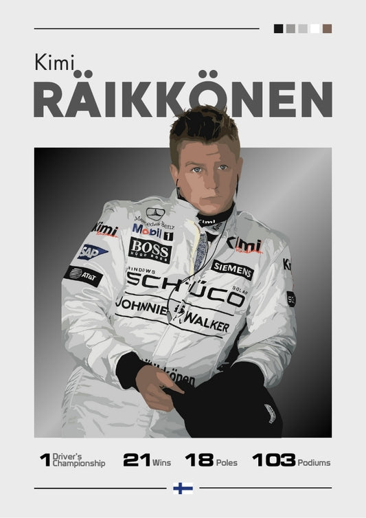 Affiche de Kimi Räikkönen McLaren Mercedes F1 – The Iceman Art