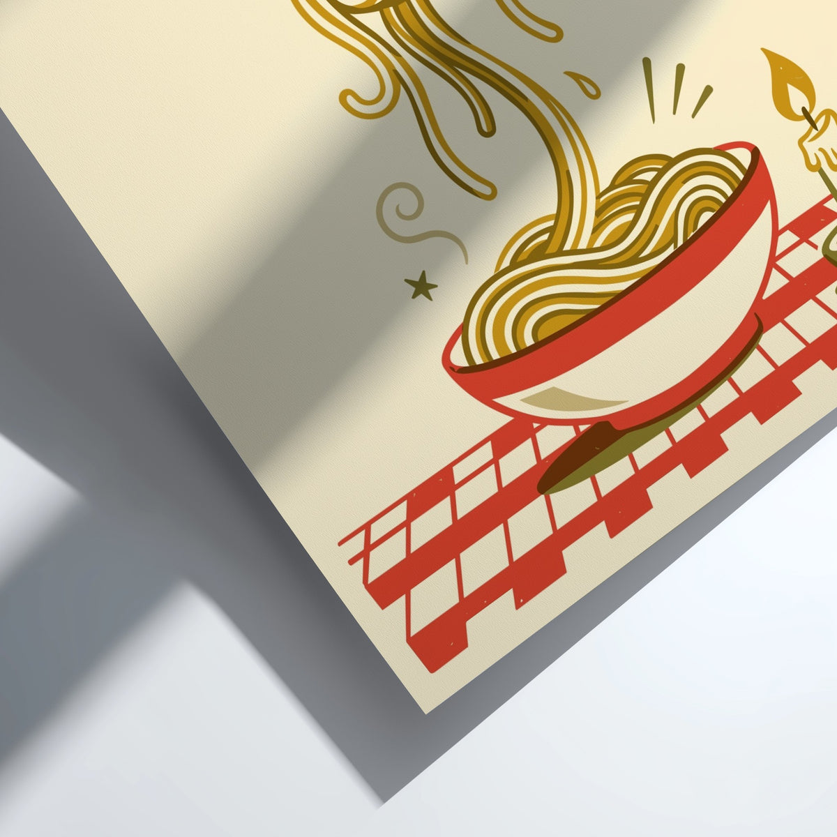 Poster featuring pasta night text with a fork lifting spaghetti above a bowl