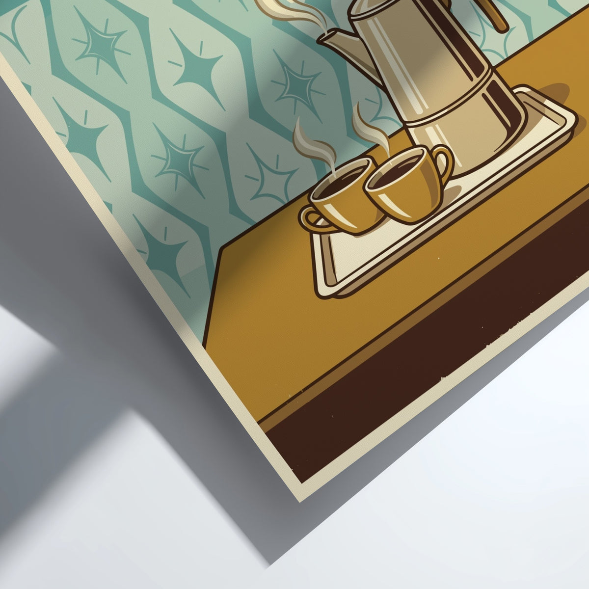 Poster featuring The Coffee Club text with a steaming silver percolator and two cups