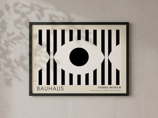 Bauhaus Städel Museum poster featuring a bold black and white eye graphic design.