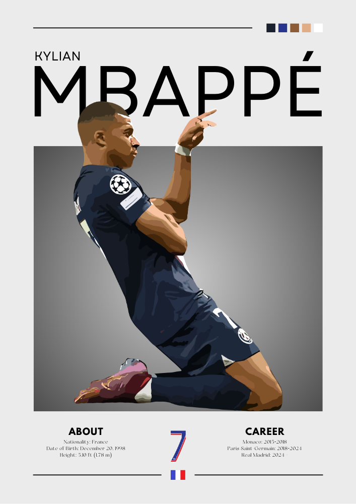 Kylian Mbappé PSG Print - High-Quality Football Poster for Fans
