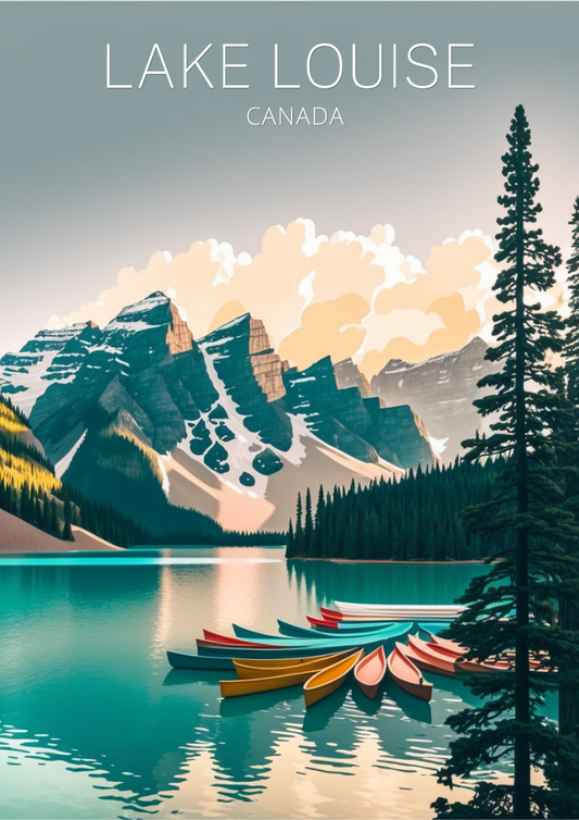 Affiche de voyage du lac Louise - Œuvre d'art canadienne