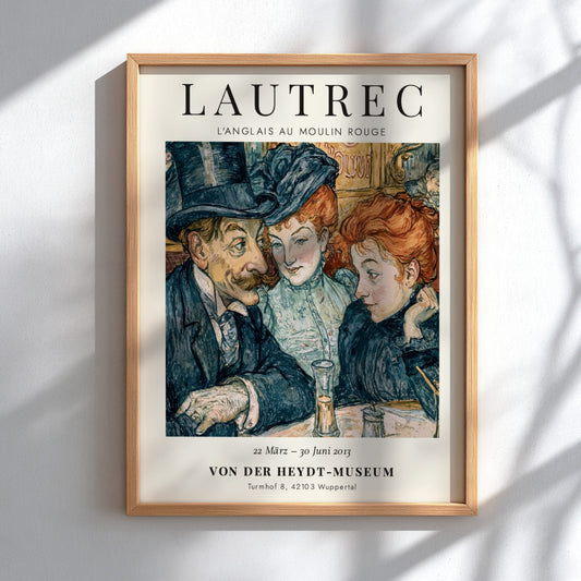 L'Anglais au Moulin Rouge poster featuring Toulouse-Lautrec's vibrant colors and expressive style, perfect