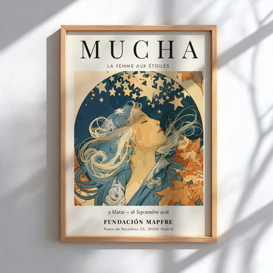 La Femme aux Étoiles Poster - Alphonse Mucha Art