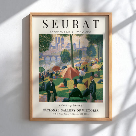 La Grande Jatte - Panorama art poster showcasing vibrant colors and pointillist style