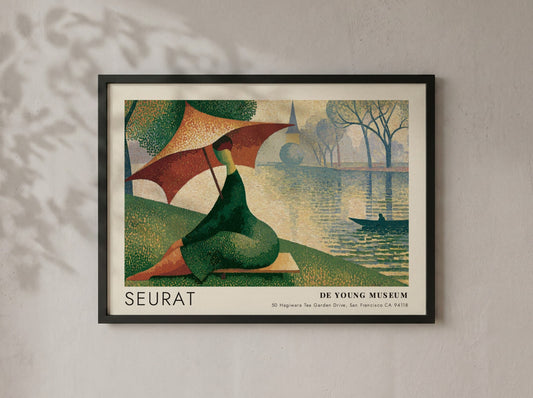 Wall art poster of a Seurat De Young Museum landscape with a parasol