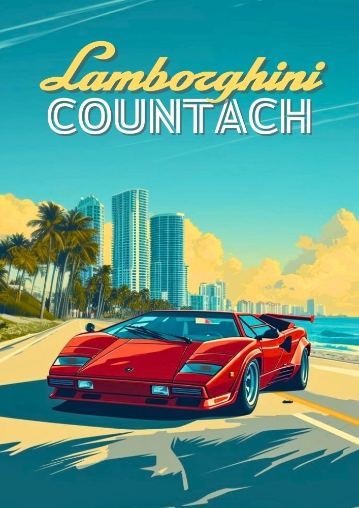 Affiche Lamborghini Countach – Décoration murale classique de supercar italienne