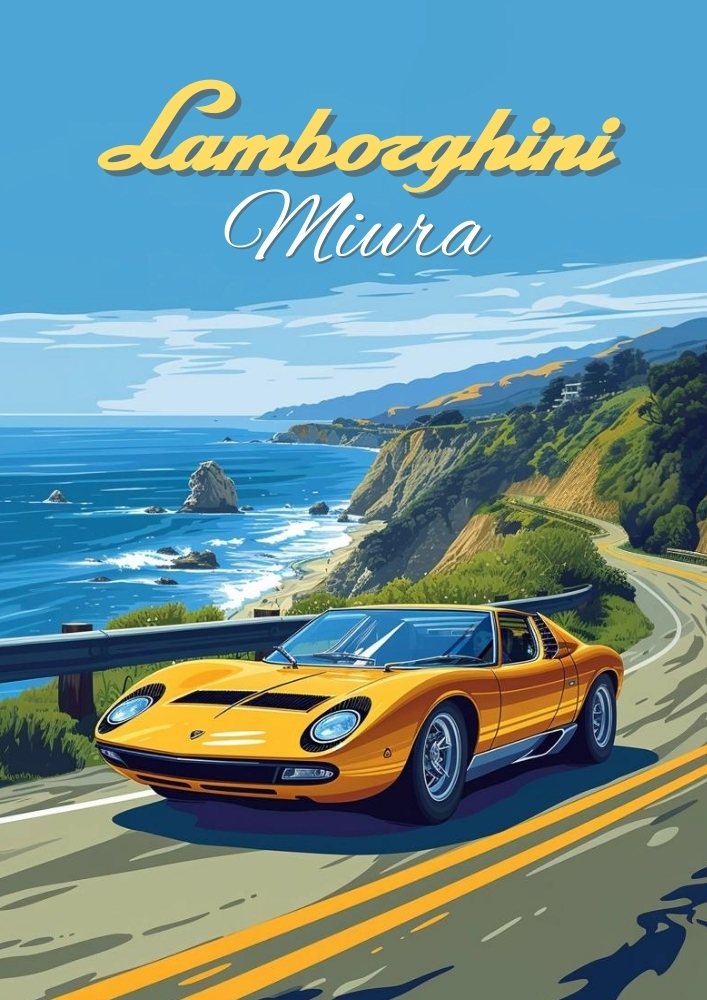 Impression Lamborghini Miura – Décoration murale classique de supercar italienne